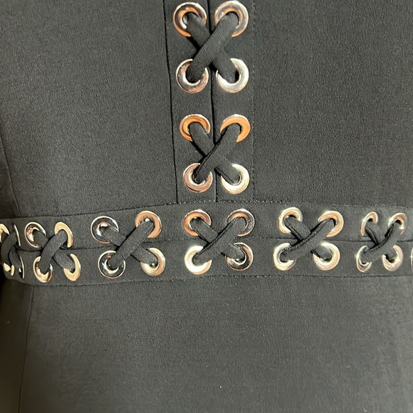 Michael Kors Collection Elegant Black V-Neck Dress with Silver Gromet Detail 12 - Picture 5 of 9